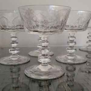 Rock Sharpe-(4) "Viceroy" etched Sherbert glasses